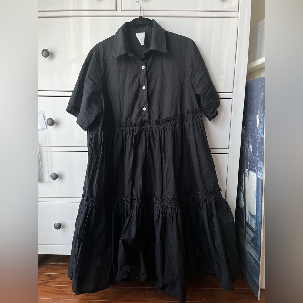 kowtow 100%cotton black tier dress